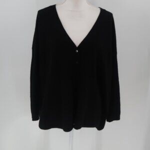 NOTSHY Cashmere Designed in France Women's Black V-Neck Cardigan Size L/XL